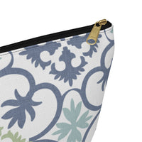 Portugal Tile Accessory Pouch w T-bottom in Blue